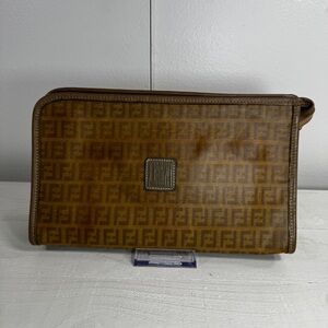 Fendi Vintage Zucca FF Monogram Zip Clutch / Cosmetic Pouch – Authenticated ✨